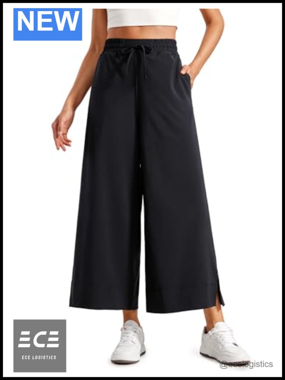 CRZ YOGA Wide Leg Crop Pants 25" High Rise Pull On Yoga Ankle Pants
